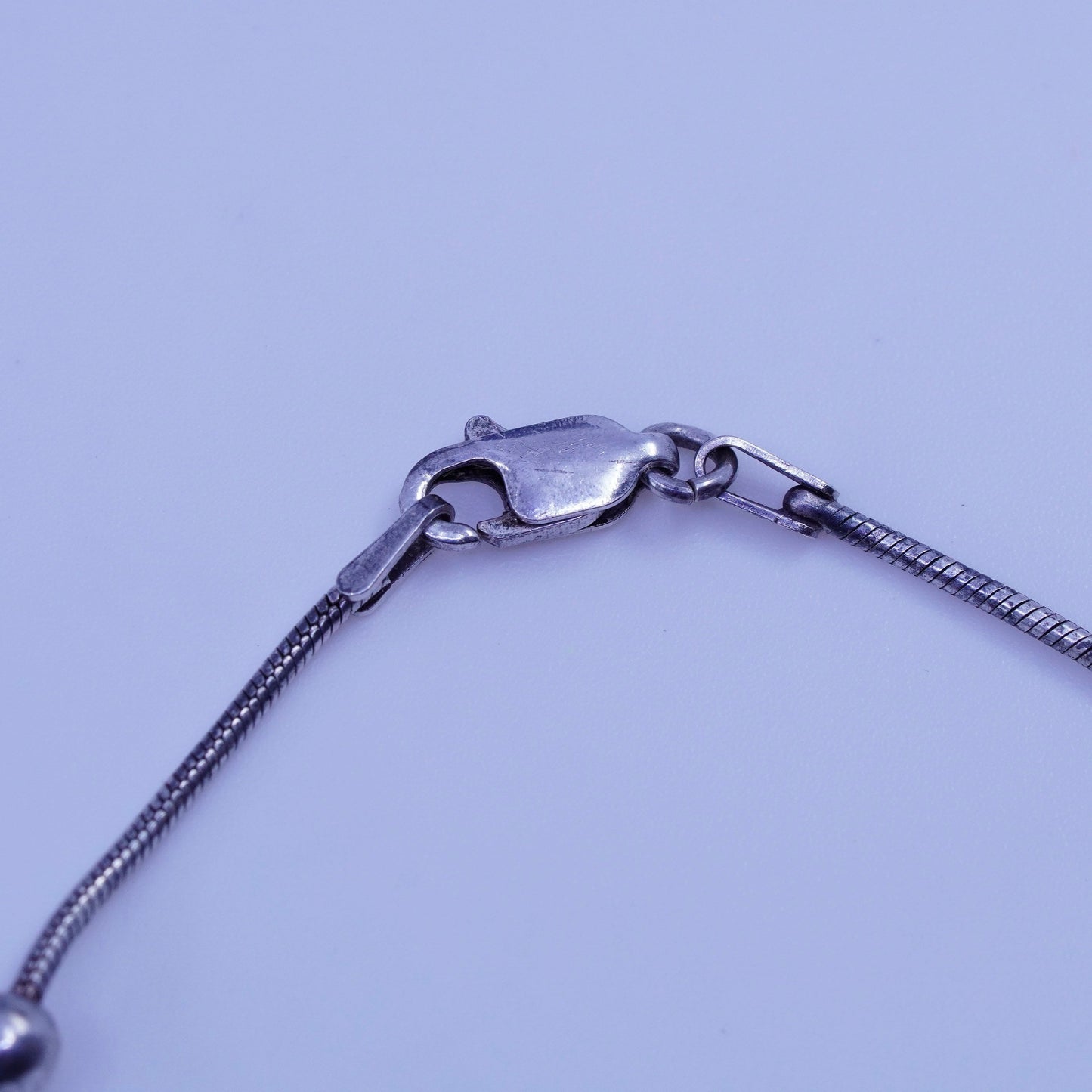 7.25”, 1mm, Sterling 925 silver handmade bracelet, snake chain with beads