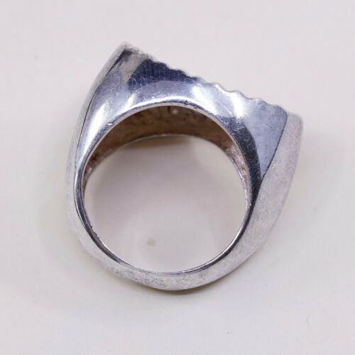 Size 5, Vtg Sterling Silver Handmade Ring, 925 Band W/ Ribbed Heart