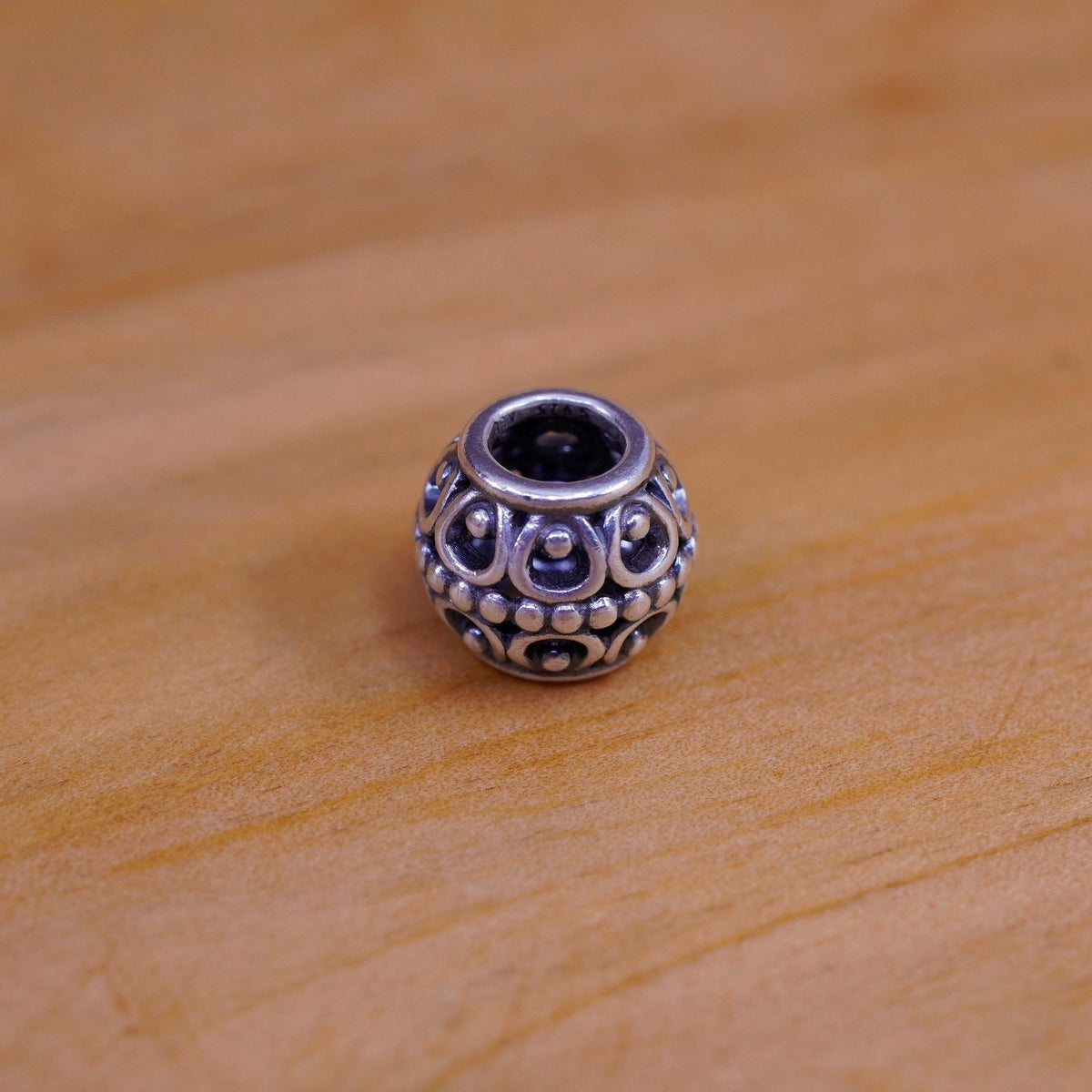 Vintage ALE Sterling silver handmade pendant, filigree 925 bead charm