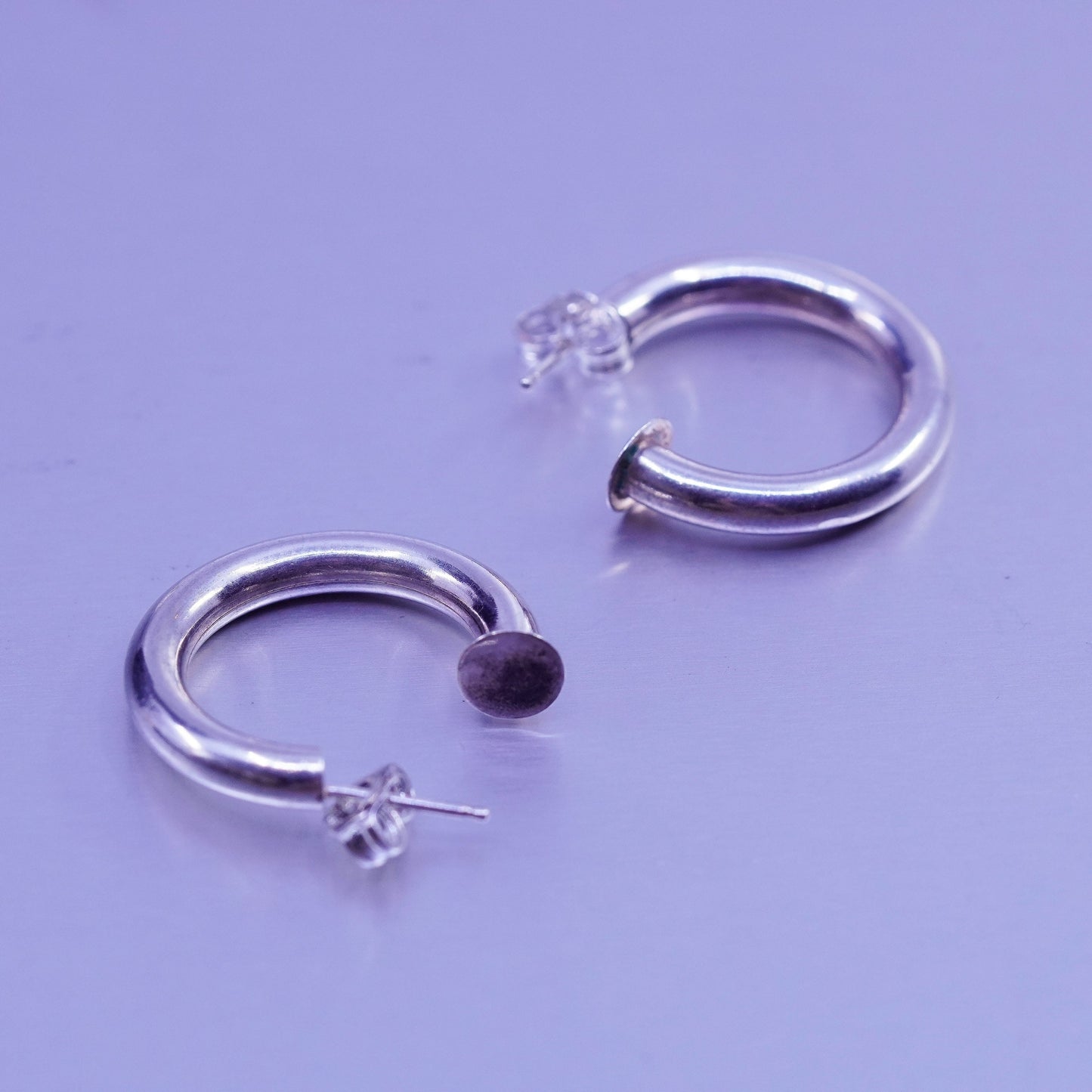 0.75”, vintage Sterling silver handmade earrings, 925 hoops