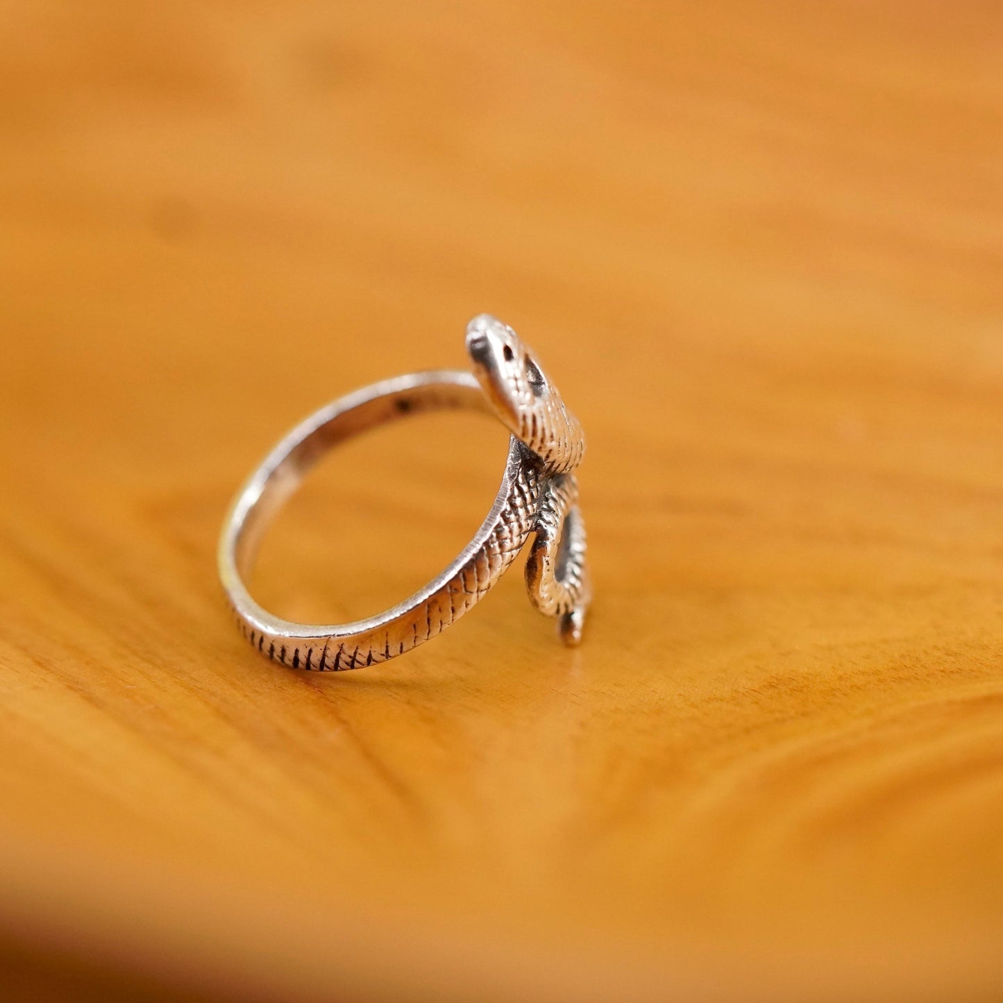 Size 5, vintage Sterling silver handmade ring, 925 snake band