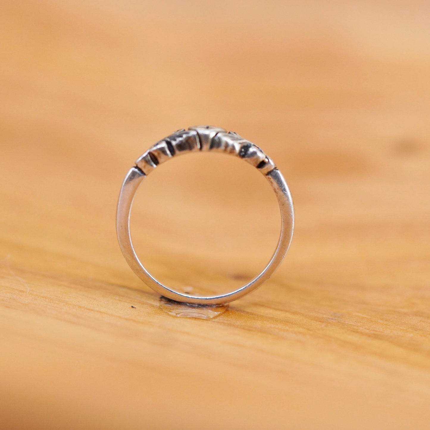 Size 6, vtg Sterling silver handmade ring, 925 stackable band with heart cross