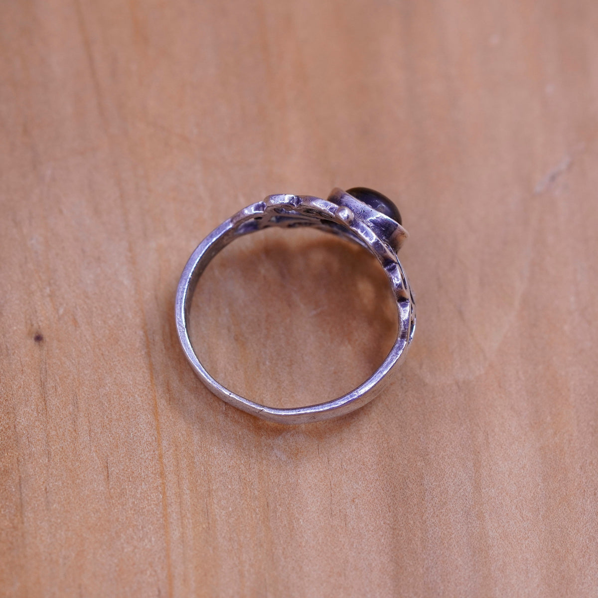 Size 7.5, vintage Sterling 925 silver handmade ring with golden tiger eye