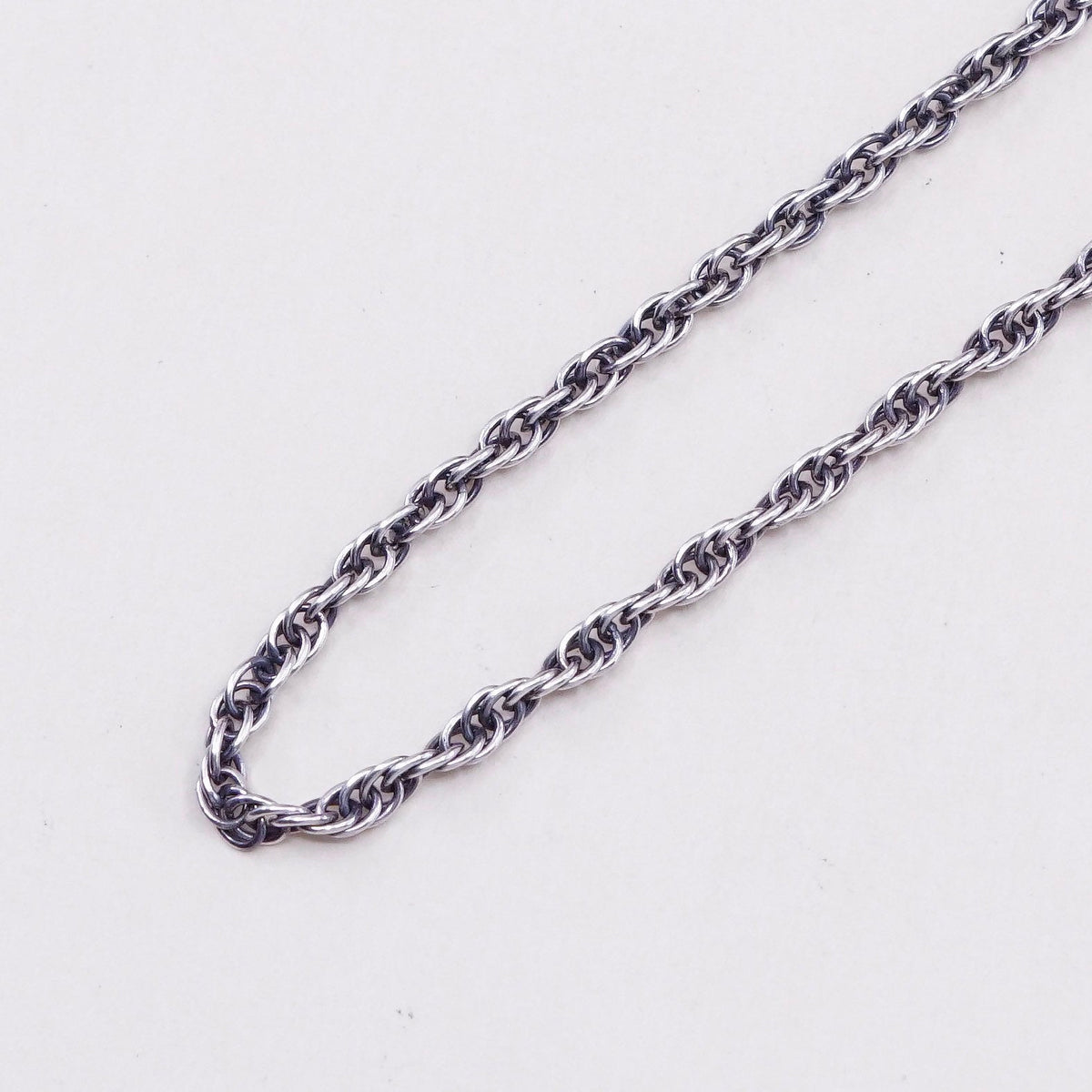18”, vtg Sterling silver necklace, Italy 925 silver Singapore rope chain