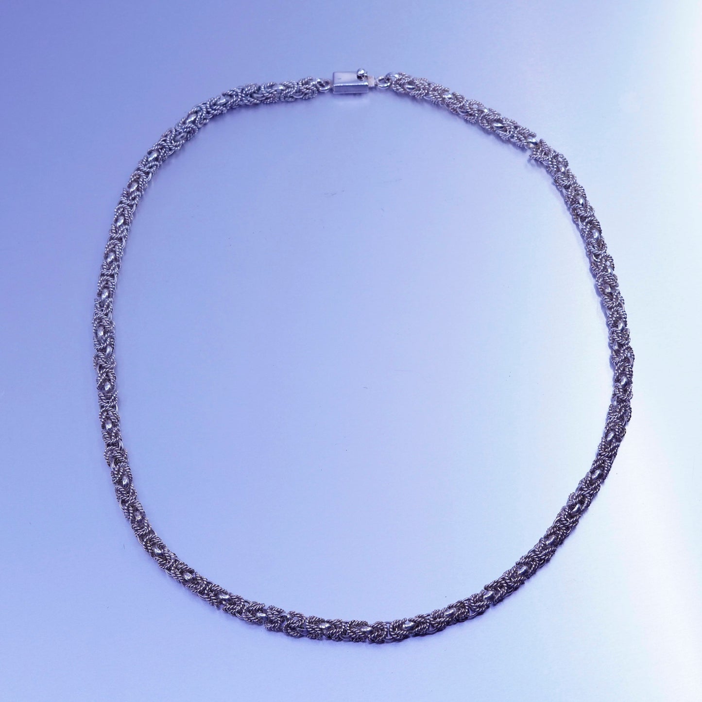 22” 7mm, Mexico Sterling 925 silver handmade birdcage Byzantine chain necklace