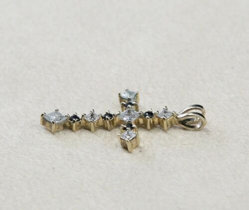 Vintage Sterling Silver Handmade Pendant, 925 silver cross w/ Cz
