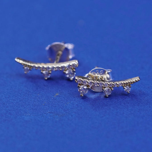 Vintage vermeil gold over Sterling 925 silver handmade earrings w/ Cz
