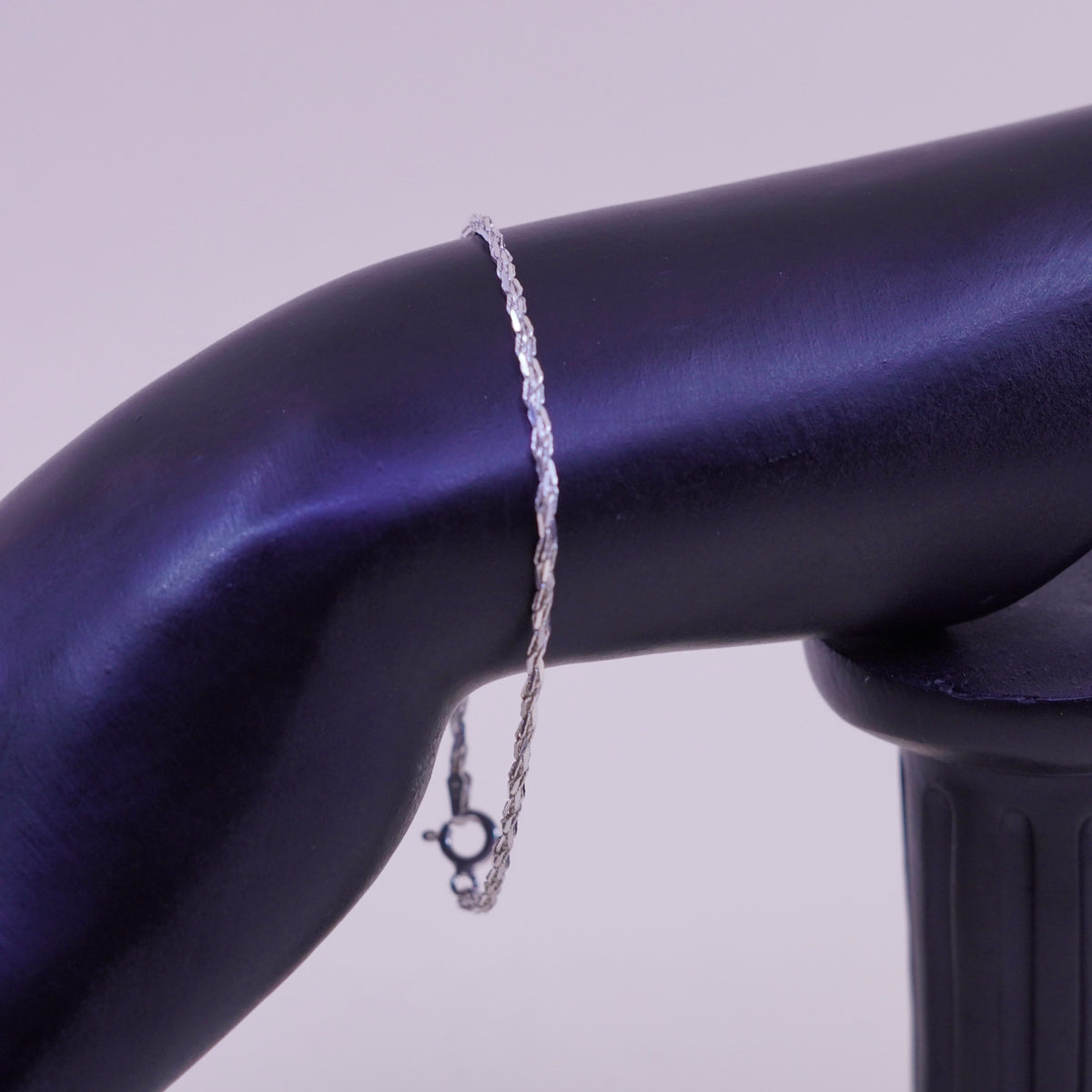 6.75”, Vintage Italy sterling silver bracelet, 925 textured rope chain