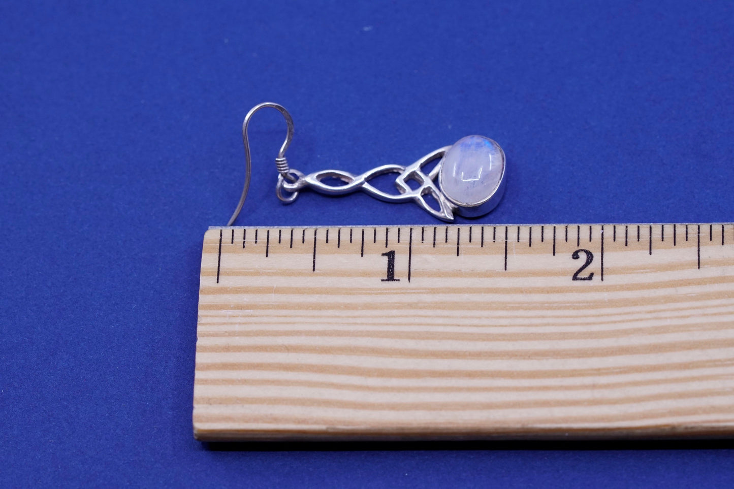 Vintage Sterling silver handmade earrings, 925 teardrop with moonstone