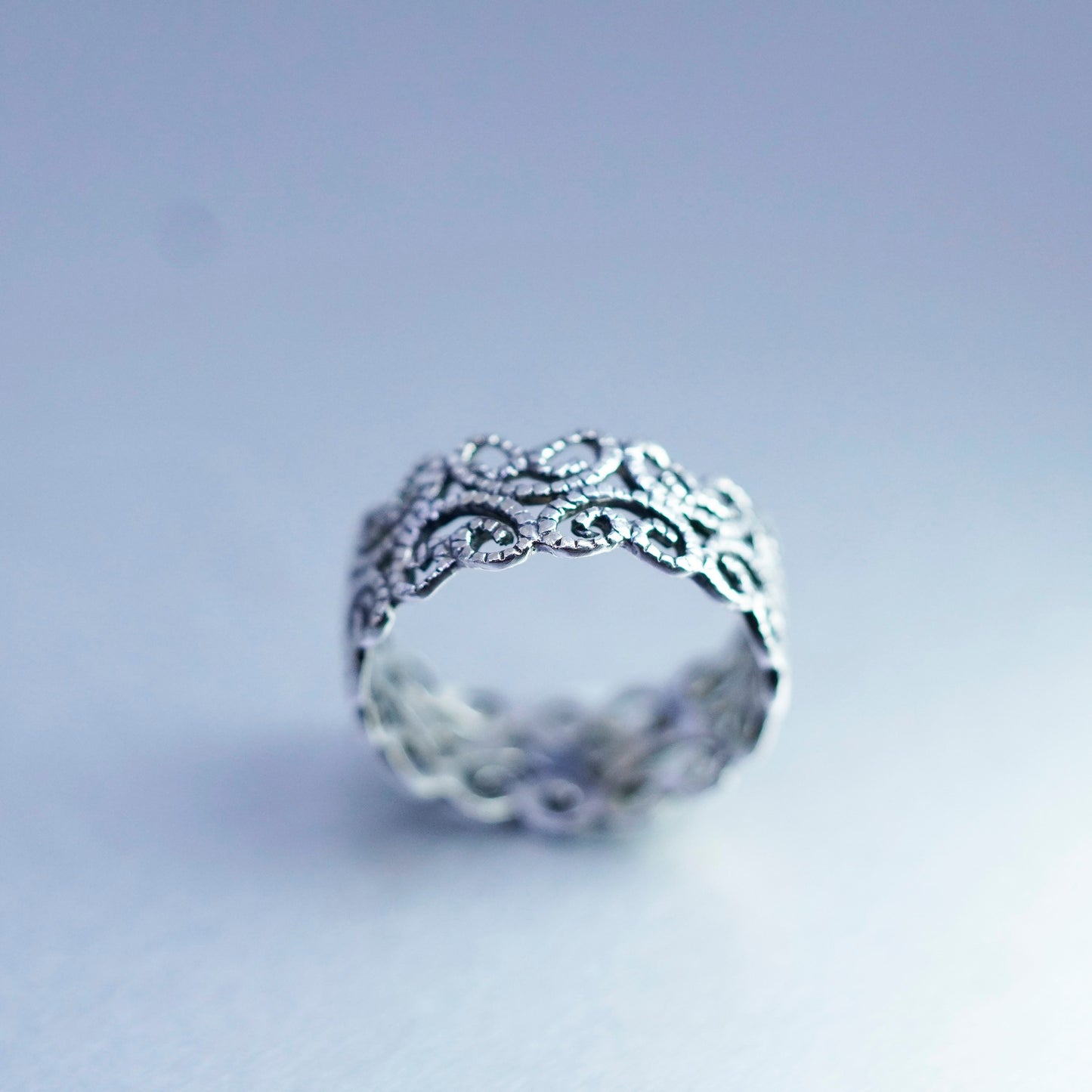 Size 5.5, vintage Sterling 925 silver handmade ring, filigree band