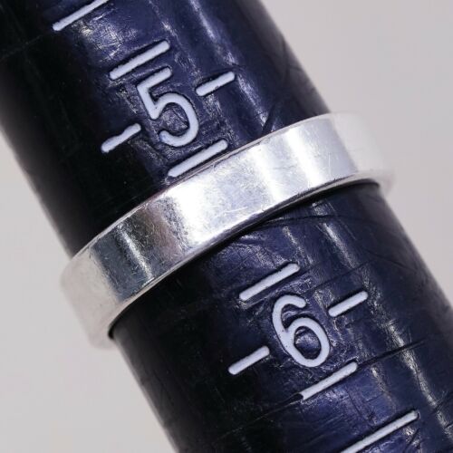 Size 5.5, Vtg Sterling Silver Handmade Wedding Ring, Solis 925 Silver Band