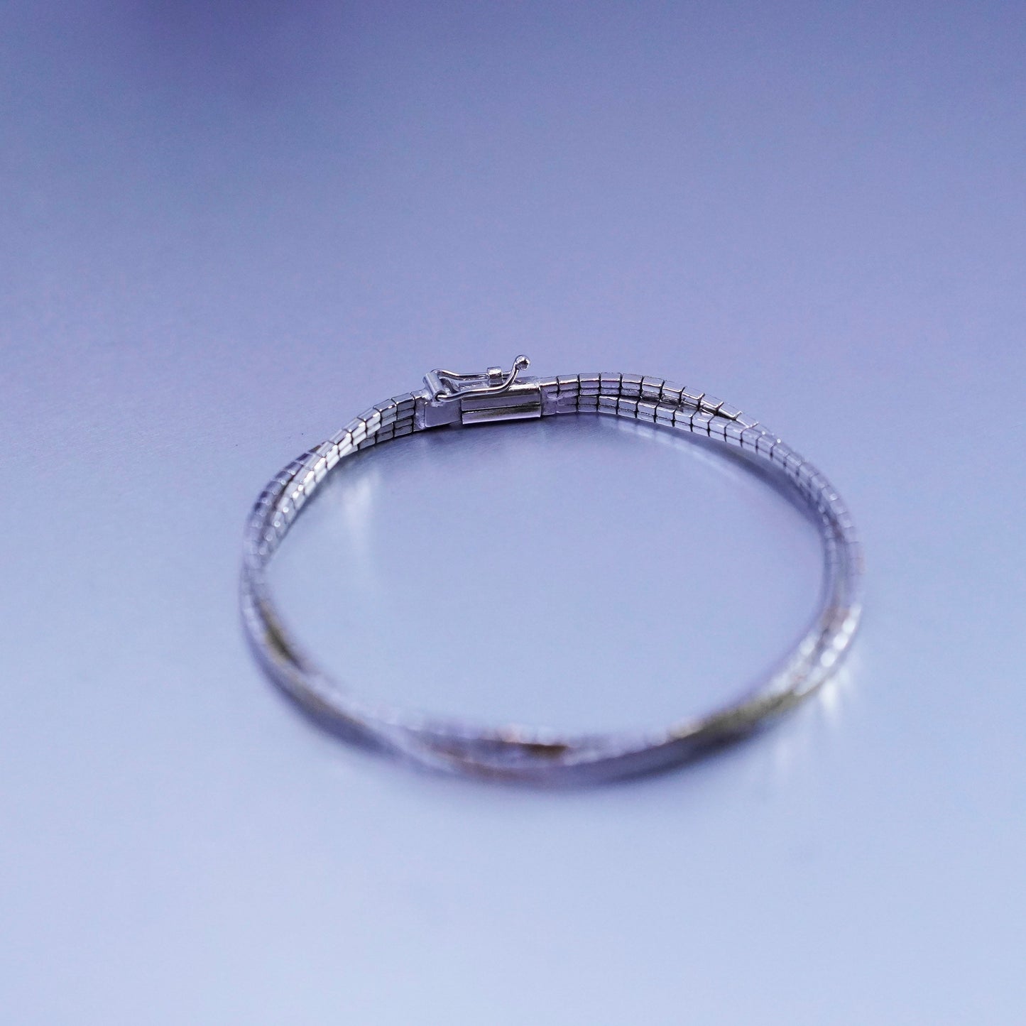 6.75”, Italy triple Sterling 925 silver bracelet, twisted entwined omega chain
