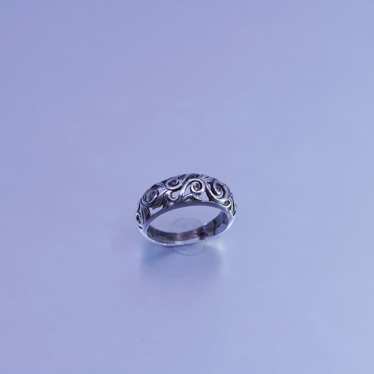 Size 7.25, vintage Sterling 925 silver handmade ring, filigree band