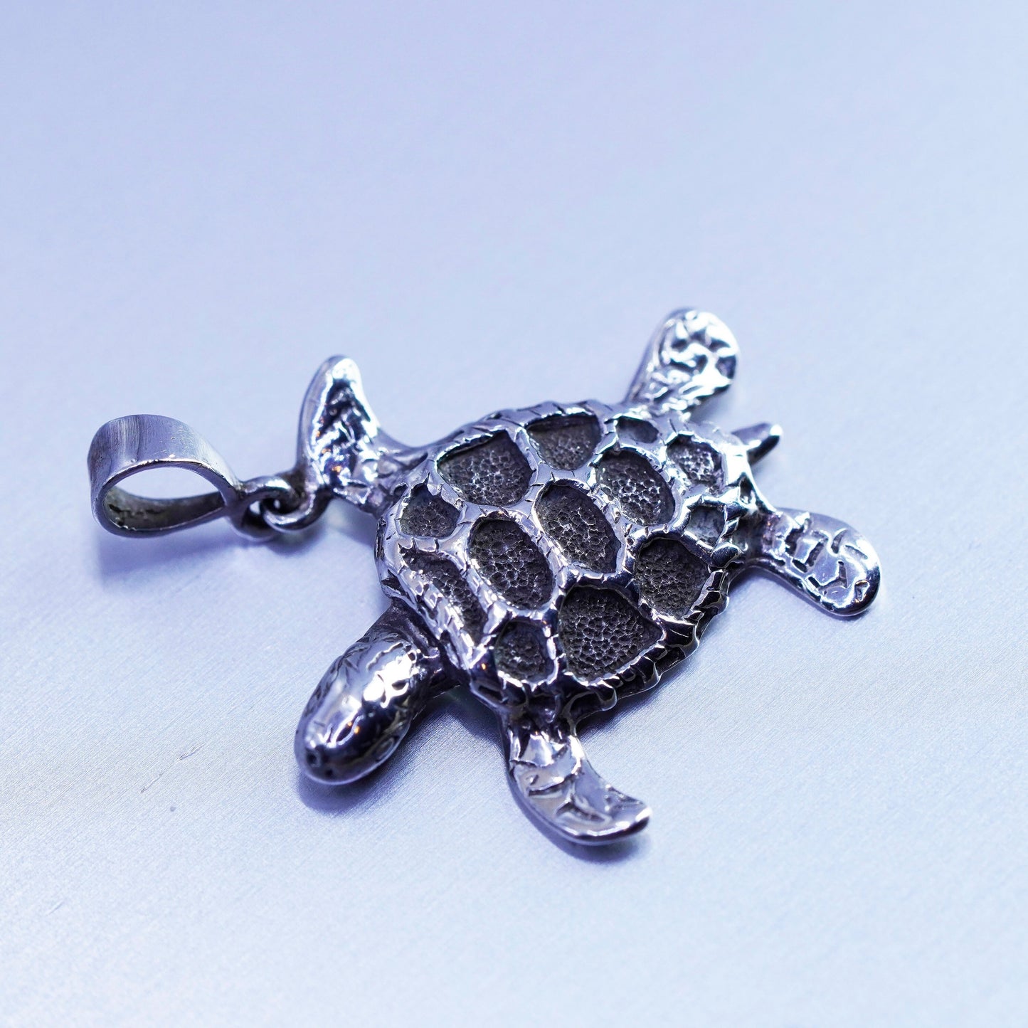 Antique Sterling silver handmade simple 925 sea turtle charm pendant