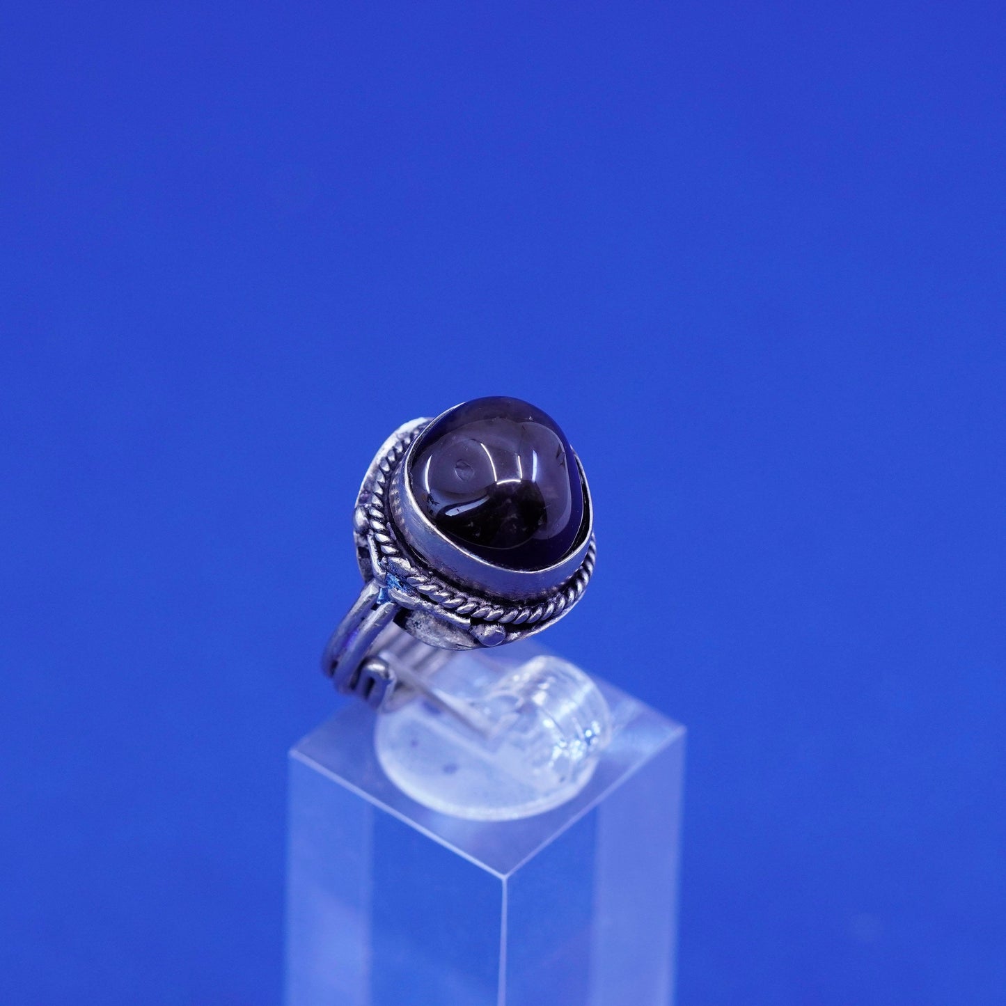 Size 5.5, vintage Sterling 925 silver handmade ring with tiger eye