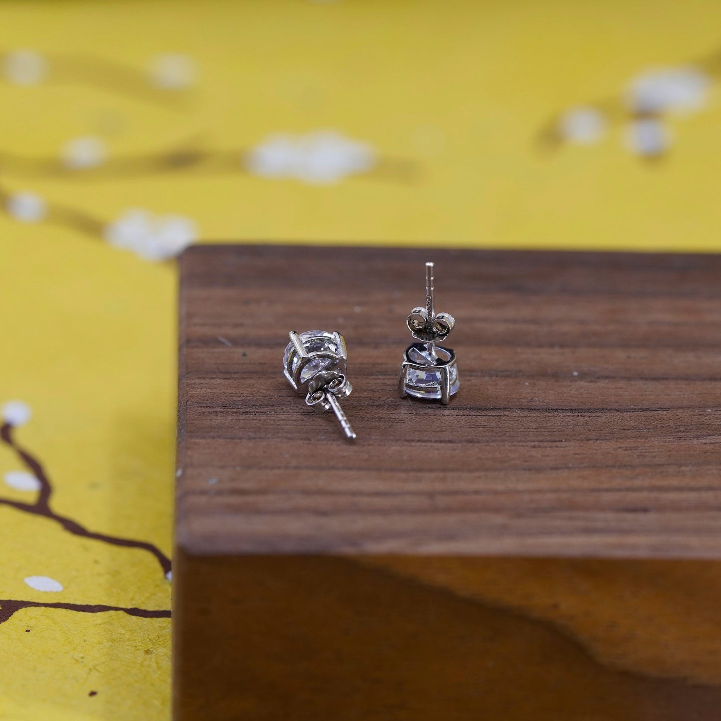 5mm, Sterling silver clear round crystal studs, cz earrings