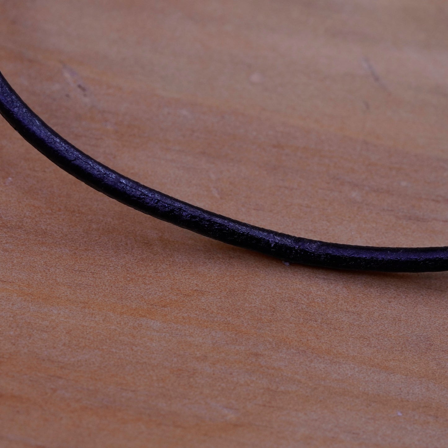 7.75”, vintage black leather bracelet with sterling 925 silver clasp