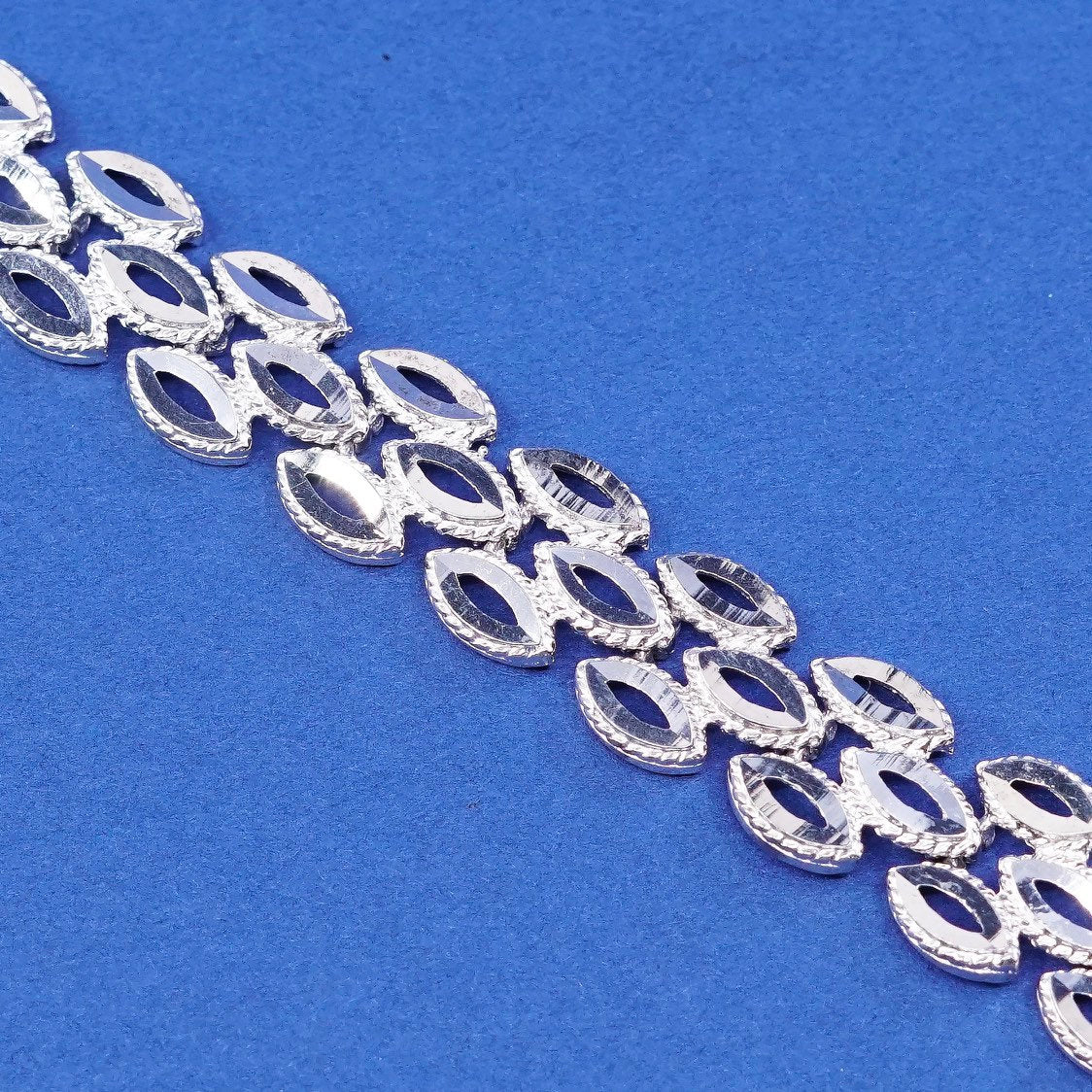 7.25", 11mm, vtg OR Sterling silver handmade bracelet, 925 tennis bracelet