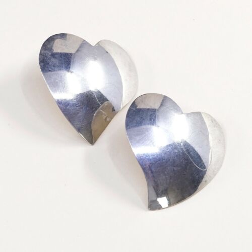 VINTAGE Southwestern Handmade Sterling Silver Studs, meixco 925 Heart EARRINGS