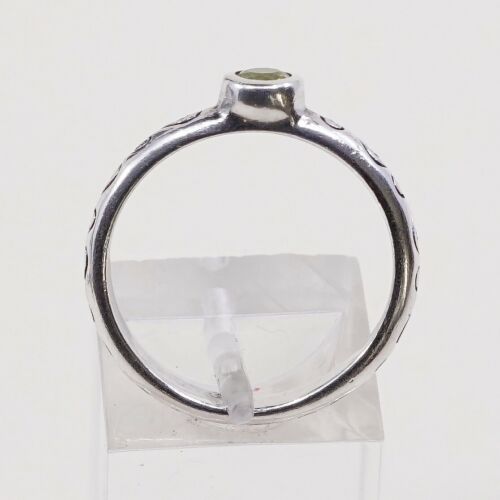 Sz 8, Vtg Sterling Silver Handmade Ring, 925 Stackable Band W/ peridot