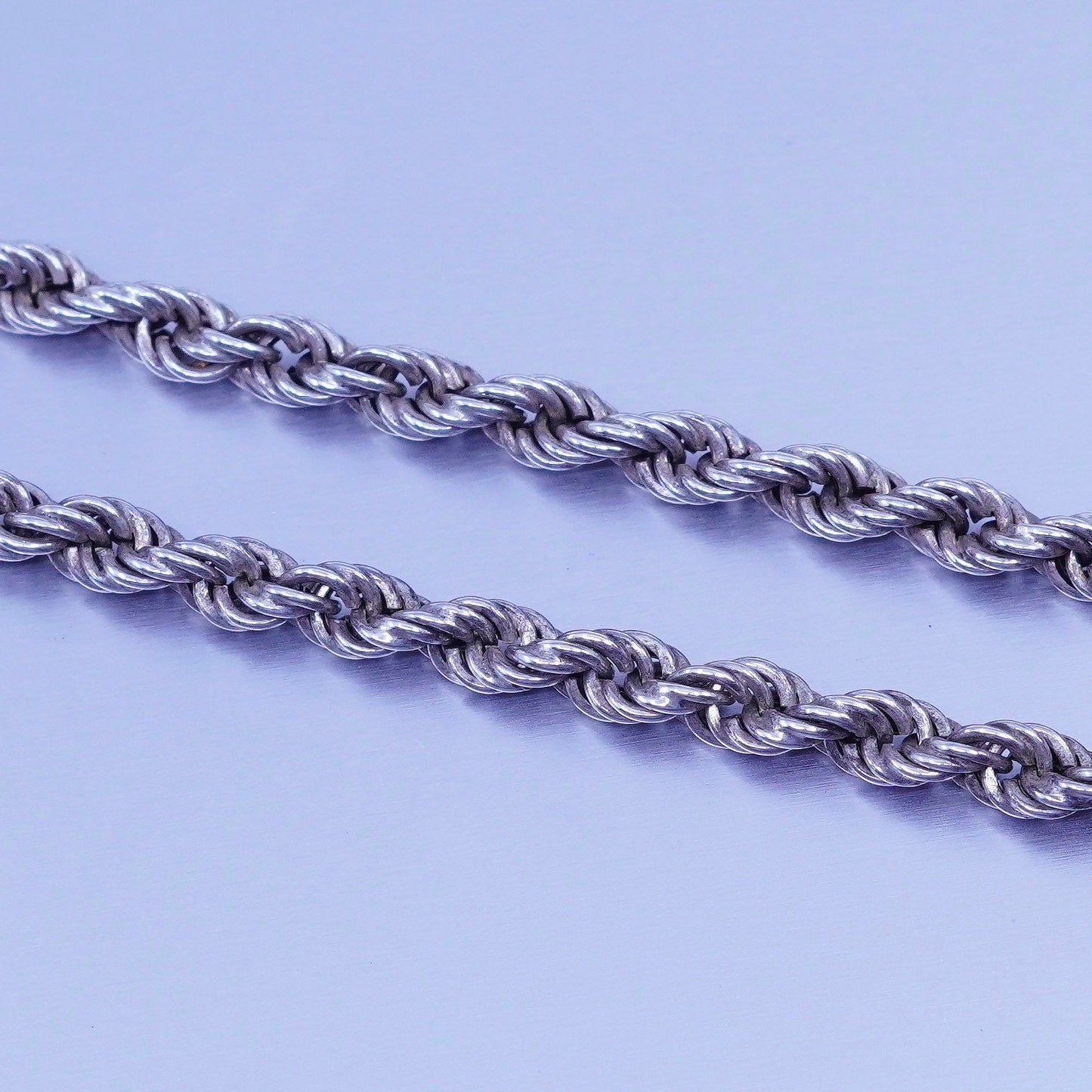 24” 4mm, vintage Italy Sterling 925 silver bold rope chain necklace