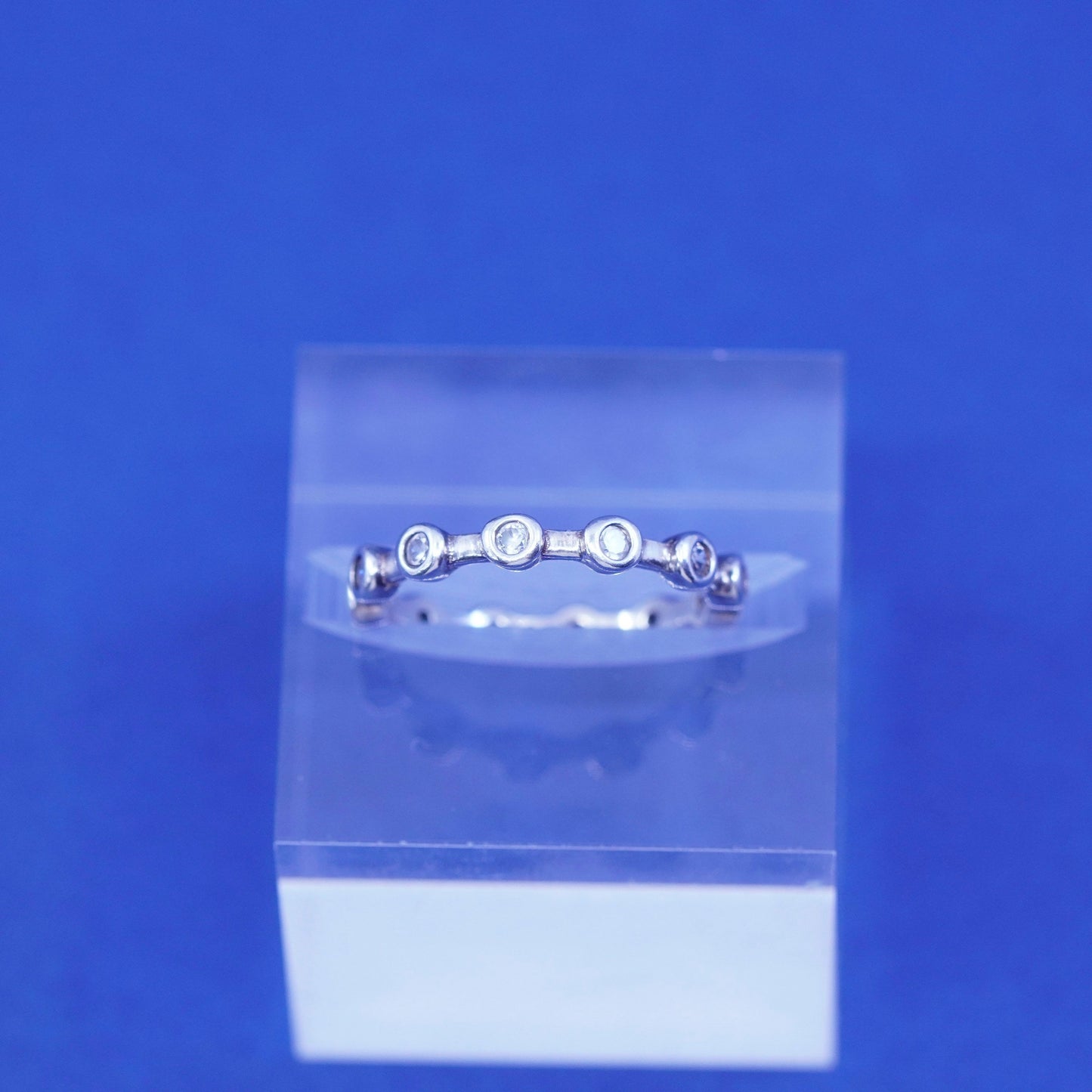 Size 7.25, Silpada Sterling 925 Silver Cubic Zirconia Band Stack Ring R2063