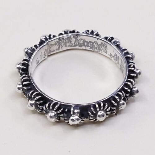 Size 4, Vtg stackable Sterling Silver Handmade Ring, Mexico 925 Band W/ Beads