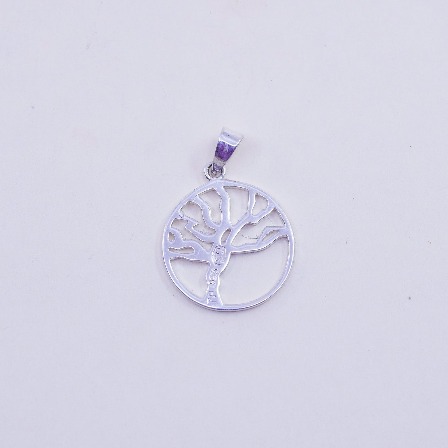 Vintage Sterling silver handmade pendant, 925 filigree tree tag