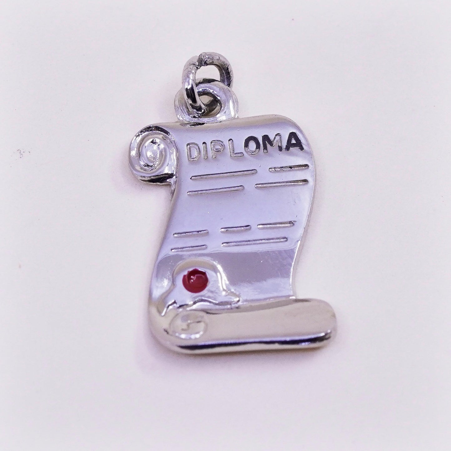 Vintage sterling silver graduation pendant, 925 diploma tag charm