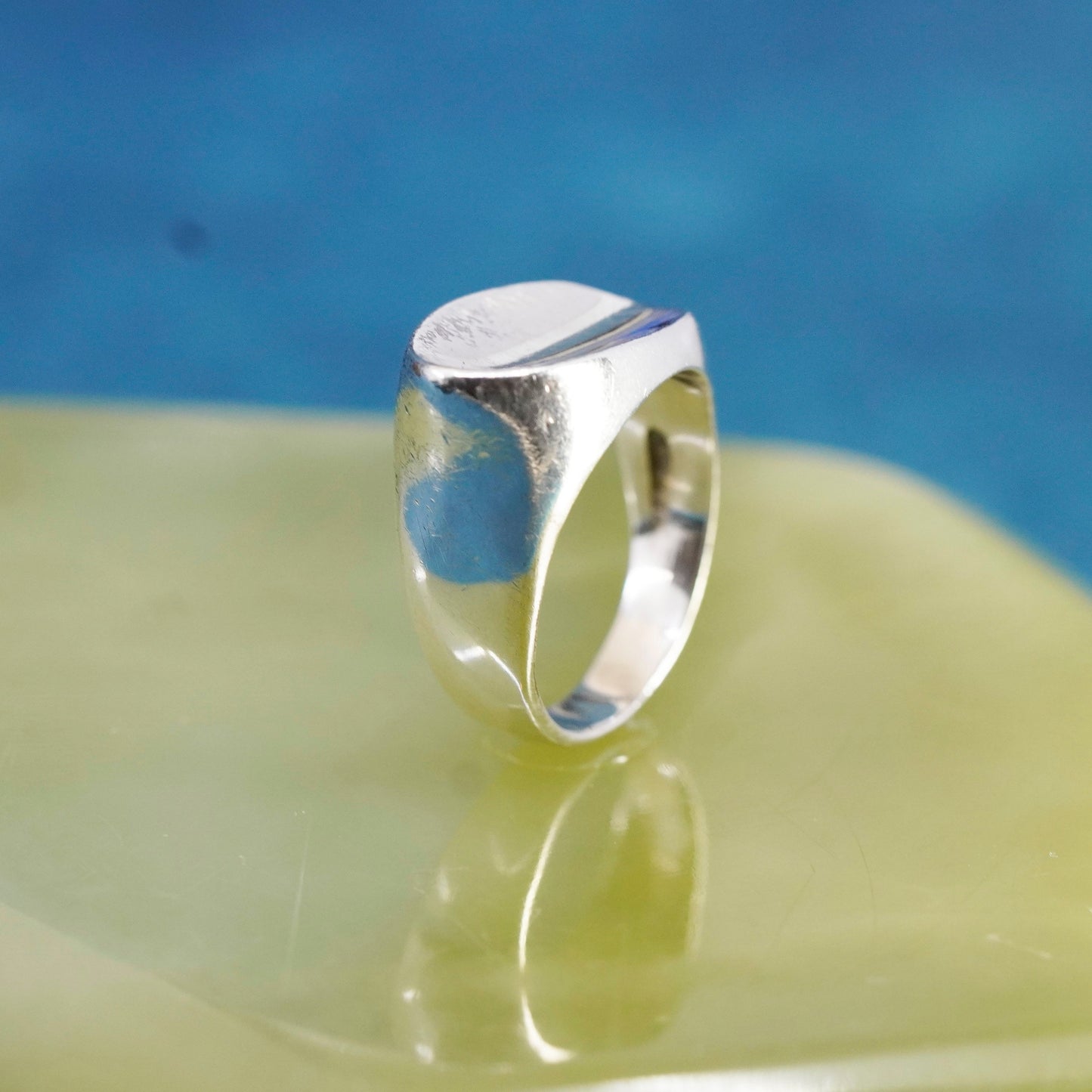 Size 9, vintage Sterling silver handmade ring, modern wide 925 band