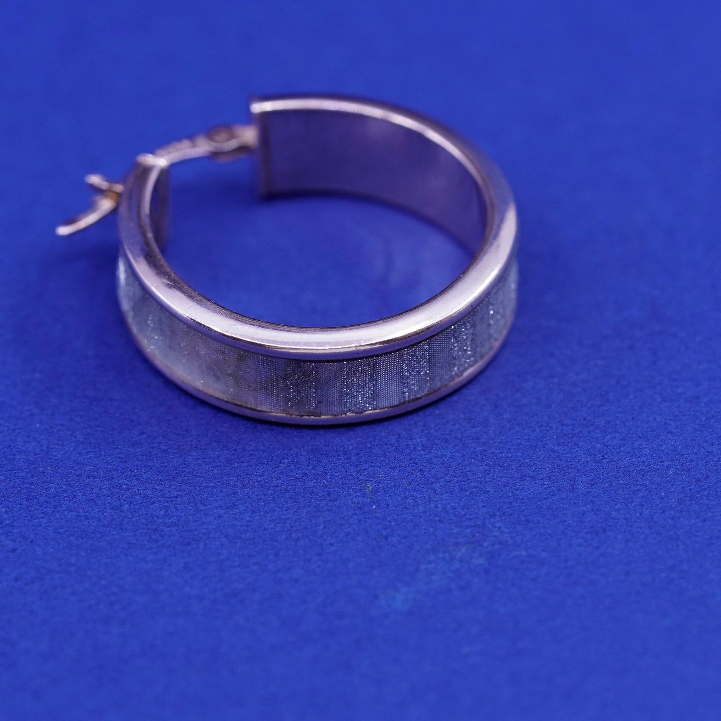 1”, vintage two tone Sterling 925 silver hoop huggie glittering earrings