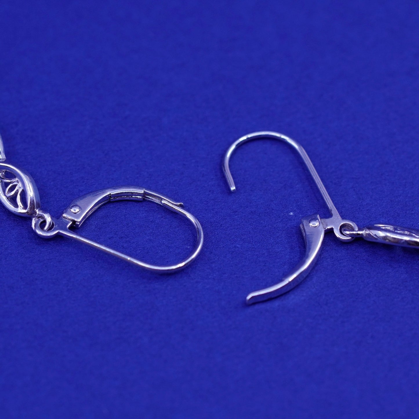 Vintage sterling 925 silver handmade earrings with teardrop blue topaz
