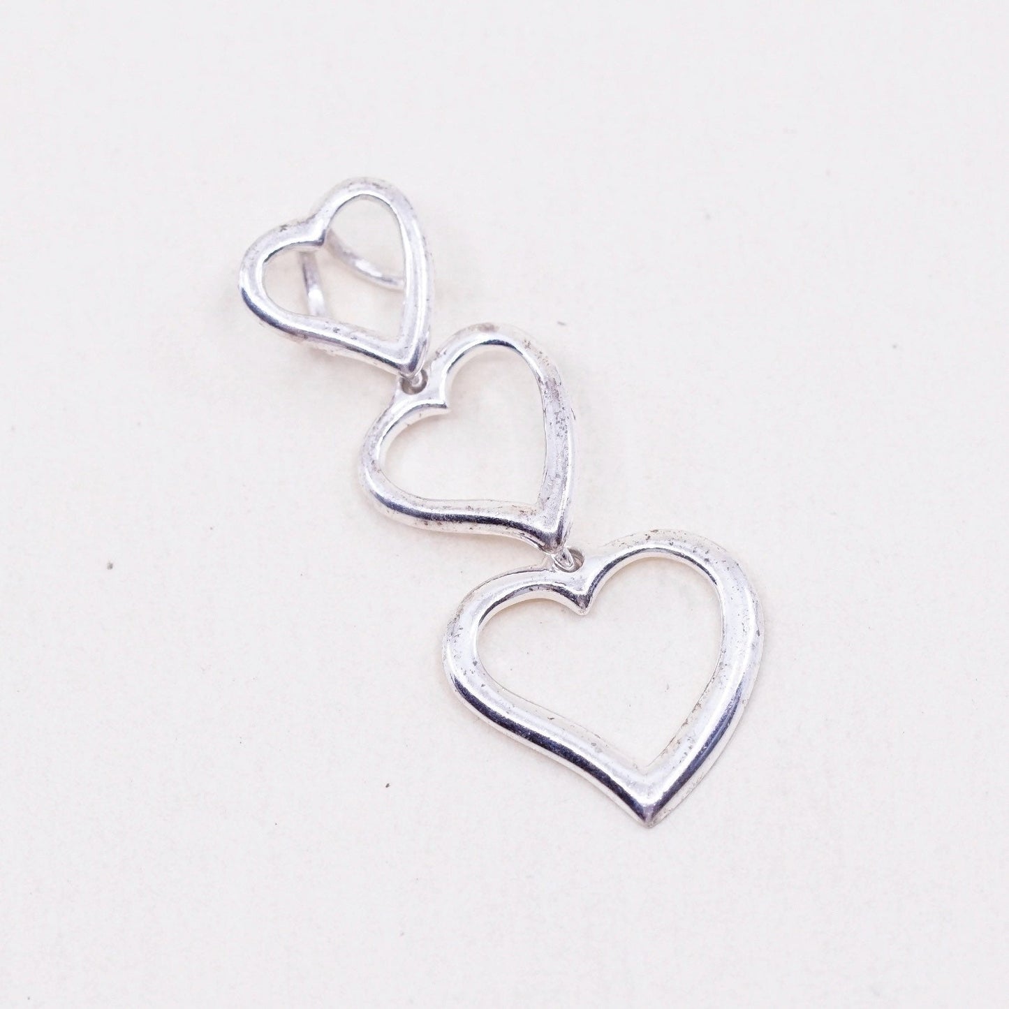 Vintage sterling silver pendant, heart shaped, fine 925 silver heart