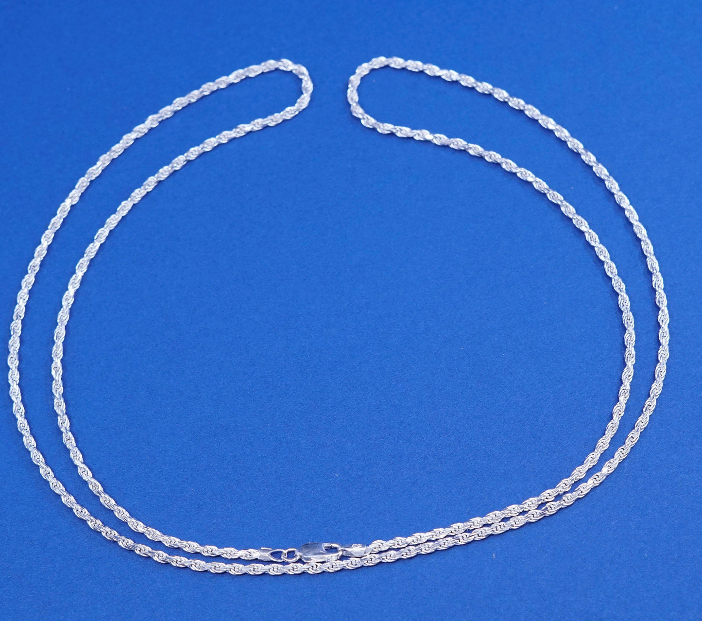30”, 2mm, vintage OTC Sterling silver handmade necklace, 925 diamond rope chain