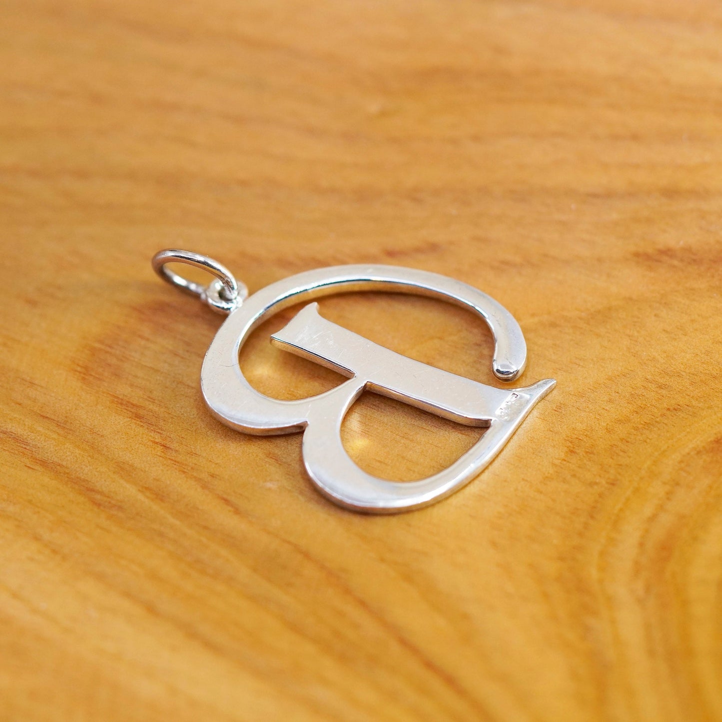 Vintage Sterling silver handmade pendant, 925 initial letter B