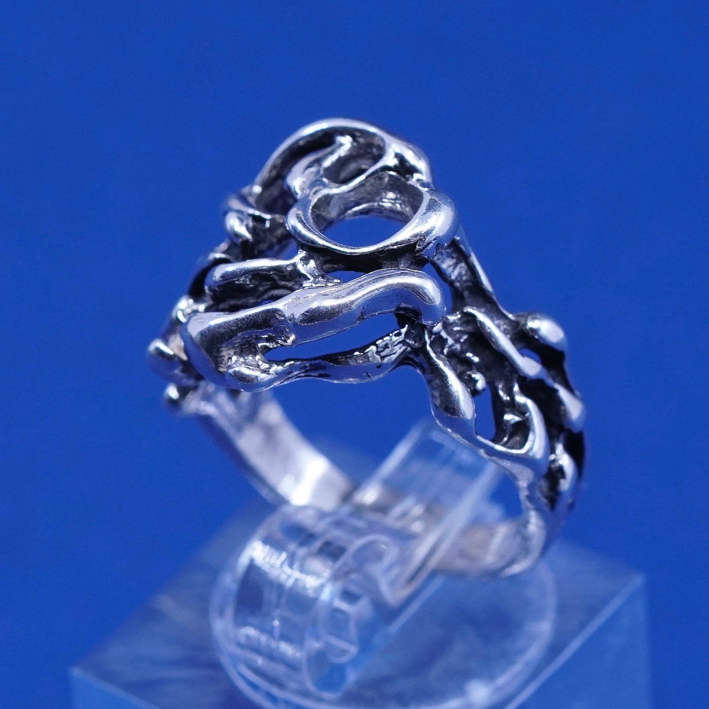 sz 5.75, Jens Peterson Art Nouveau Sterling silver handmade ring, 925 band