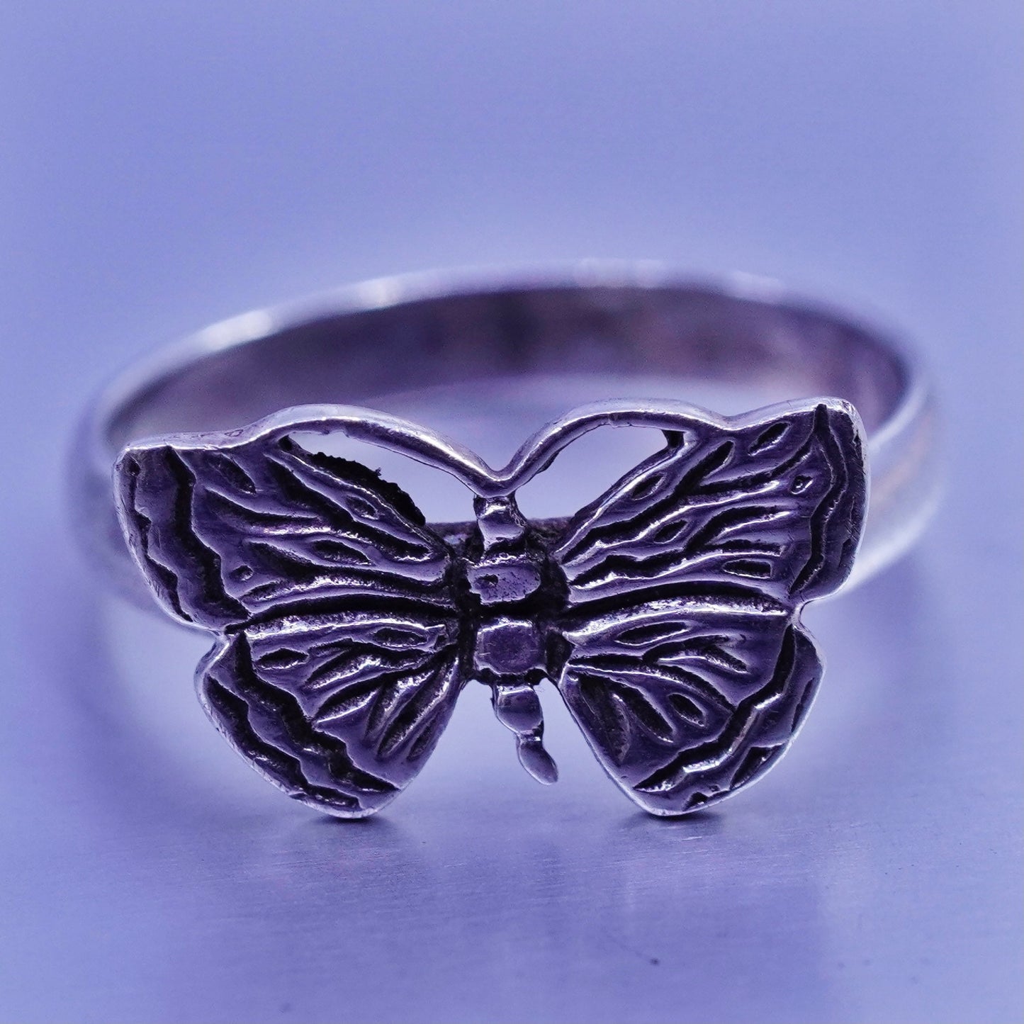 Size 6, vintage Sterling 925 silver handmade ring, butterfly band
