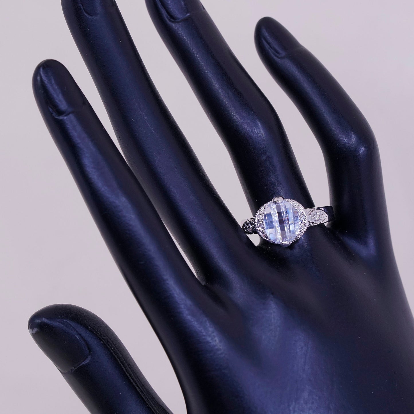 Size 8, jewelry, gold over sterling 925 silver cluster crystal engagement ring