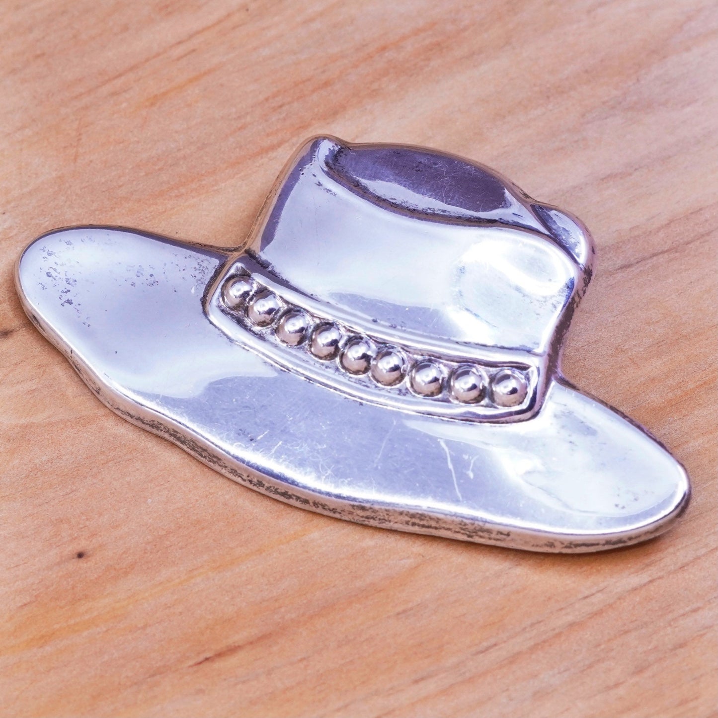 Vintage handmade modern sterling 925 silver sun hat brooch