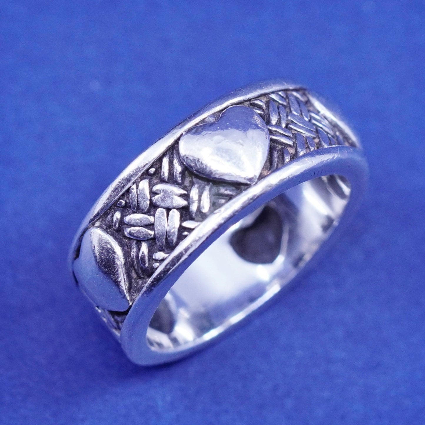 Size 6.25, Brighton Sayan Sterling Silver heart Ring, 925 woven braided Band