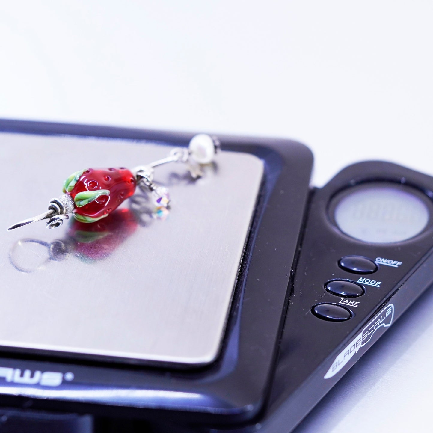 Vintage foiled red flower heart glass pendant