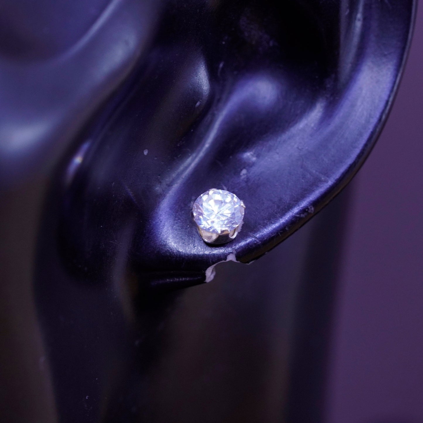 8mm, vintage Sterling 925 silver studs, Swarovski earrings