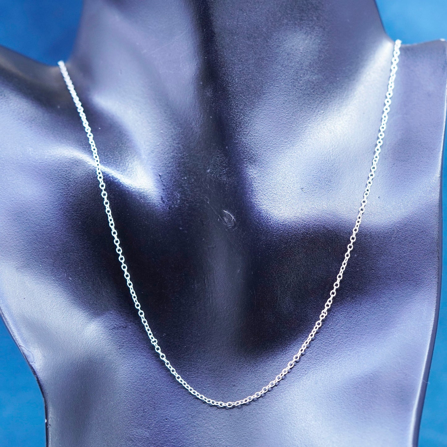 18”, 1mm, vintage Sterling silver necklace, 925 circle chain