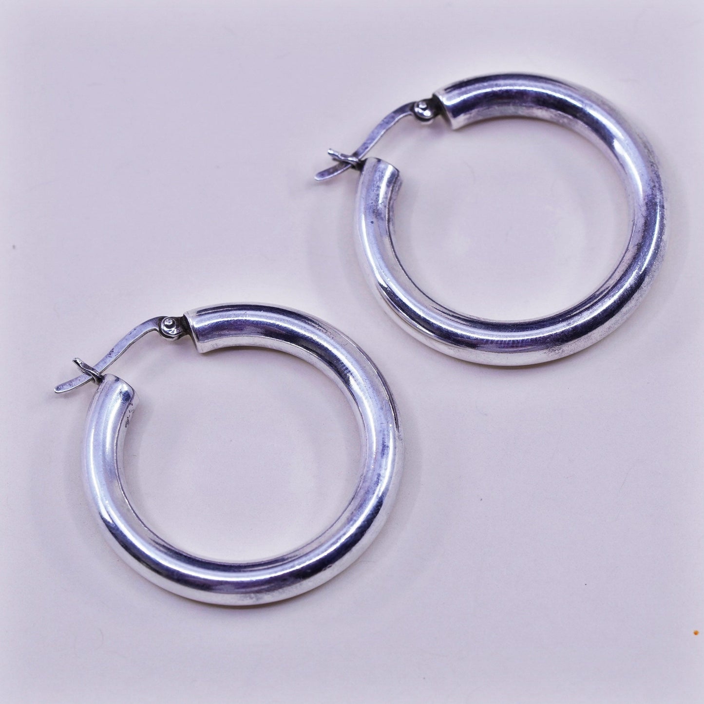 1.5”, Vintage sterling silver loop earrings, bold minimalist primitive hoops