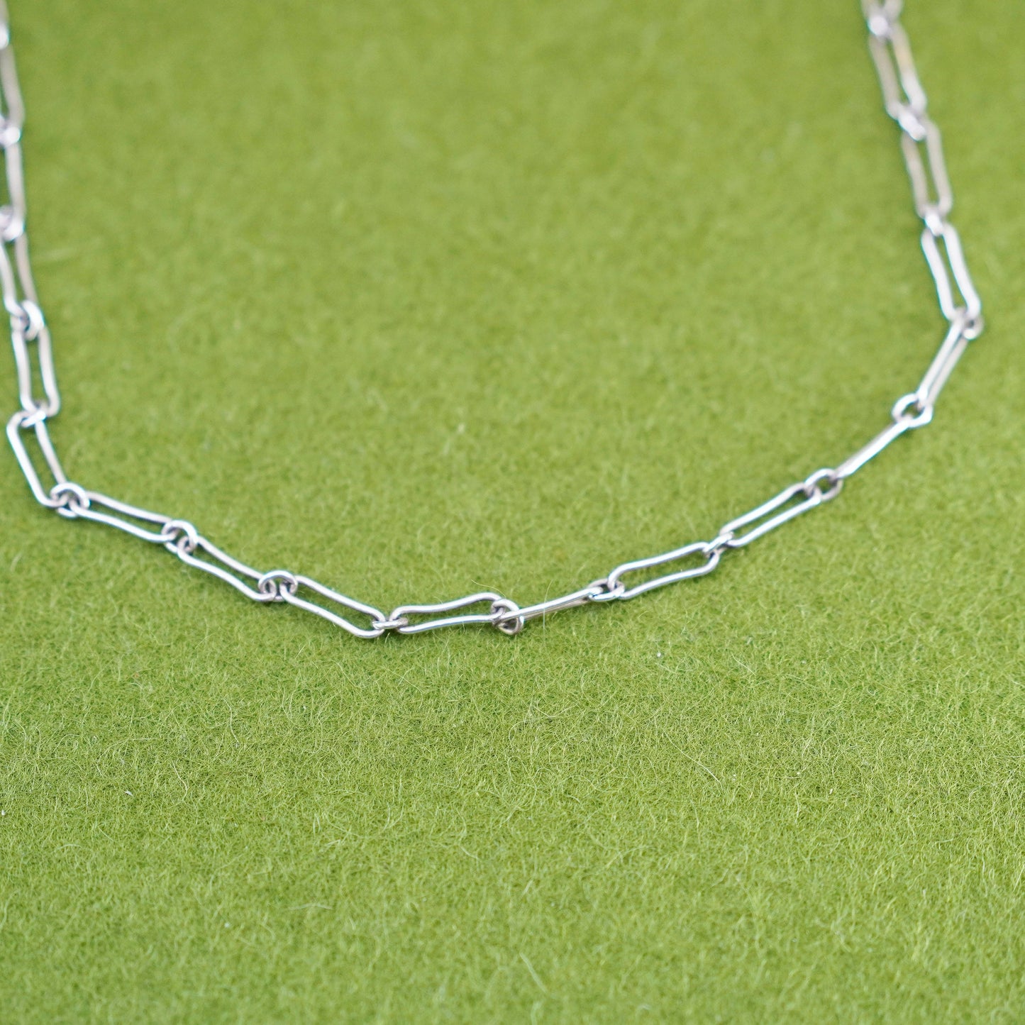 24”, 3mm, Vintage Mexico sterling 925 silver elongated chain, necklace