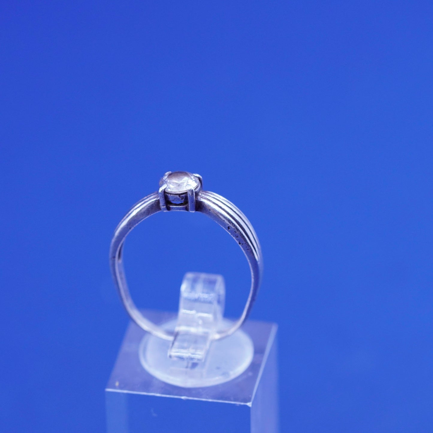 Size 8.5, vintage Sterling silver handmade ring, 925 engagement ring with cz
