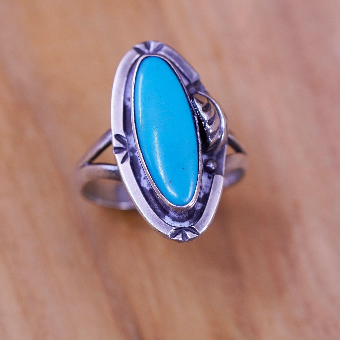 Size 9, vtg Sterling silver handmade ring, jewelry, southwestern 925 turquoise