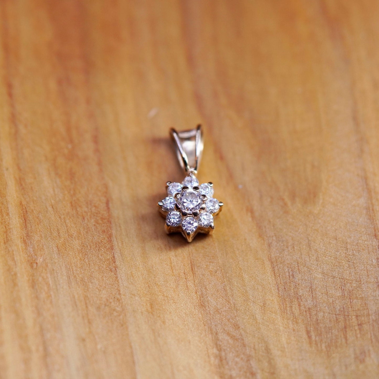 Vintage vermeil gold over Sterling 925 silver pendant with Cz