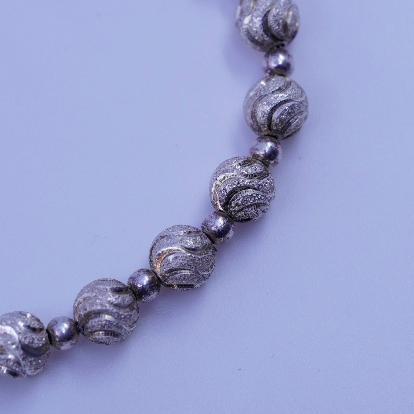 7”, Vintage Sterling 925 silver handmade tennis bracelet chain with amber