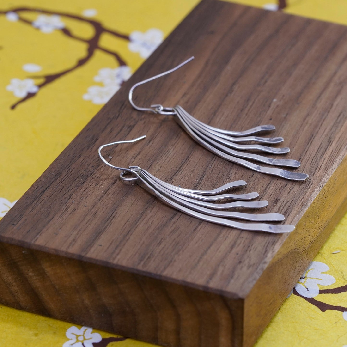 Vintage Sterling silver handmade earrings, 925 wings dangle